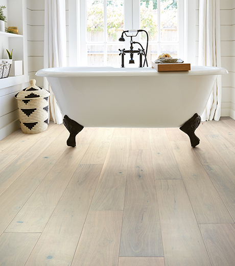 bathroom with hardwood floor from Carpet Innovations in Denver, CO